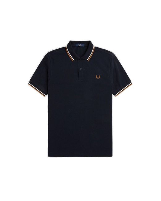 Fred Perry Blue Twin Tipped Short-Sleeved Polo Shirt for men