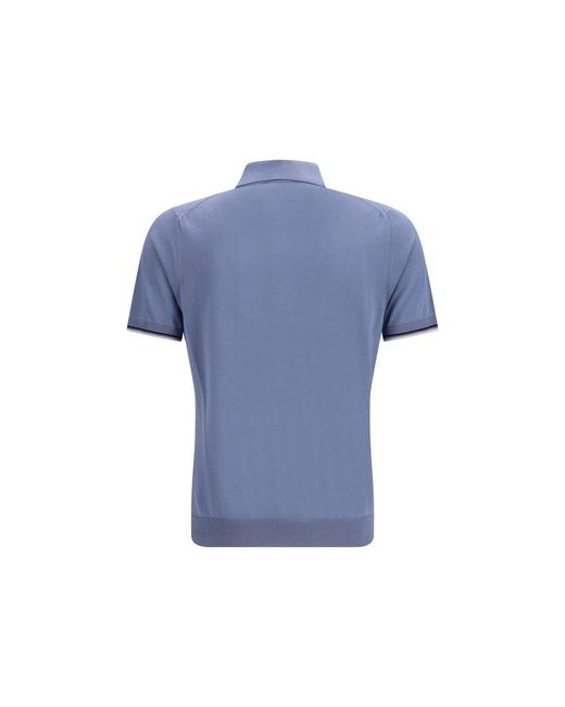 Moorer Blue Cotton Polo Shirt for men