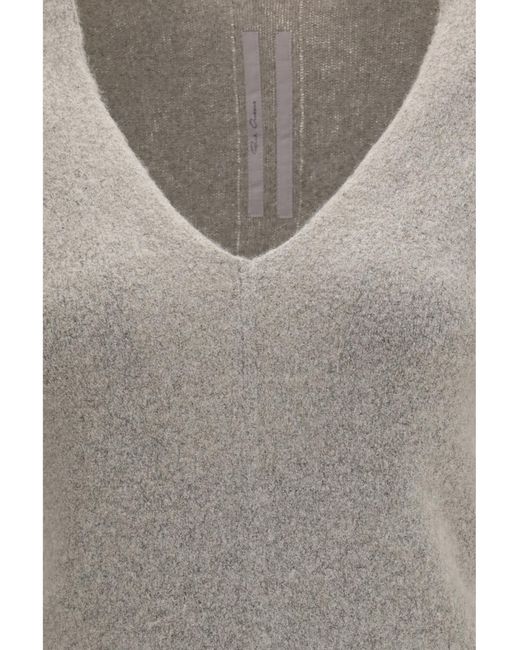 Rick Owens Gray V-Neck Sweater
