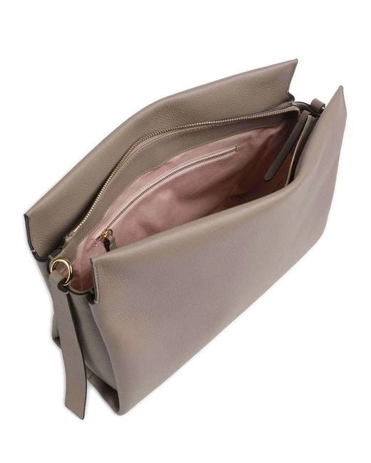 Coccinelle Gray Hobo Bag Warm Taupe-Rosette Taupe/Rosette Double Grainy Leather Handbags