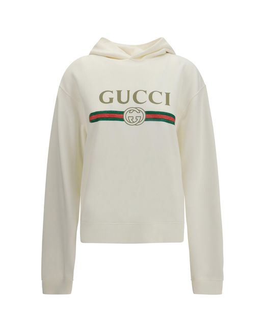 Gucci White Cotton And Cashmere Jersey Hoodie Cotton; Kashmir/Capra Hircus Sweatshirts