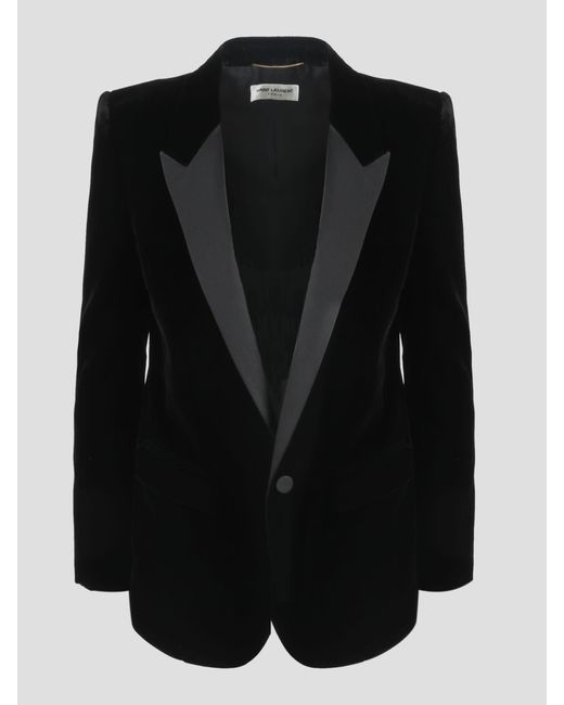Saint Laurent Smoking Jacket In Velvet in Black | Lyst