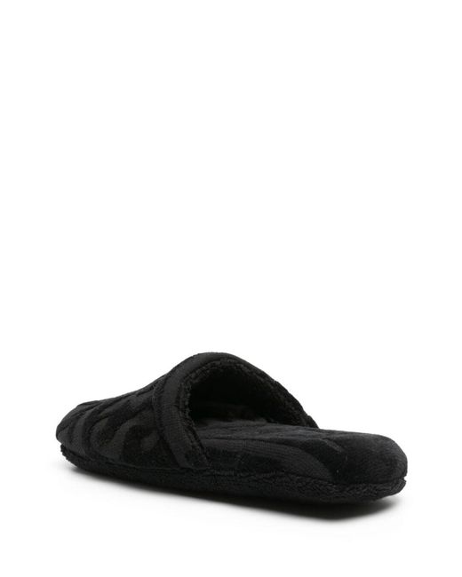 Versace Black Bath Slippers Ecoleather Cotton