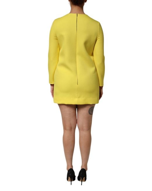 Dolce & Gabbana Yellow Long Sleeve Fitted Dress