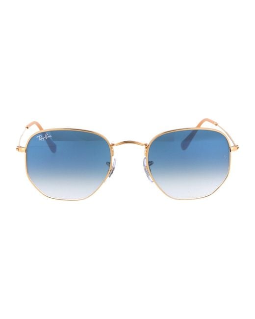 Ray-Ban Blue Sunglasses Hexagonal Metal