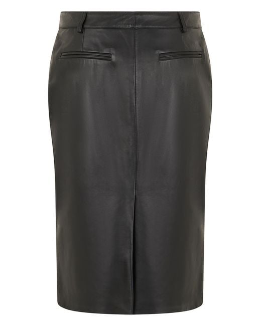 GIUSEPPE DI MORABITO Black Leather Midi Skirt Calfskin