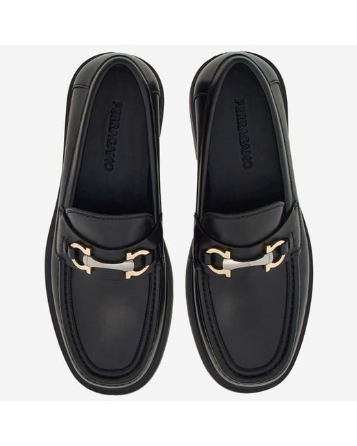 Ferragamo Black Gancini Embellished Loafers for men
