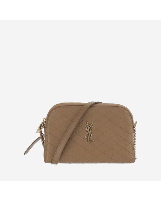 Saint Laurent Natural Quilted Leather Shoulder Bag Lambskin