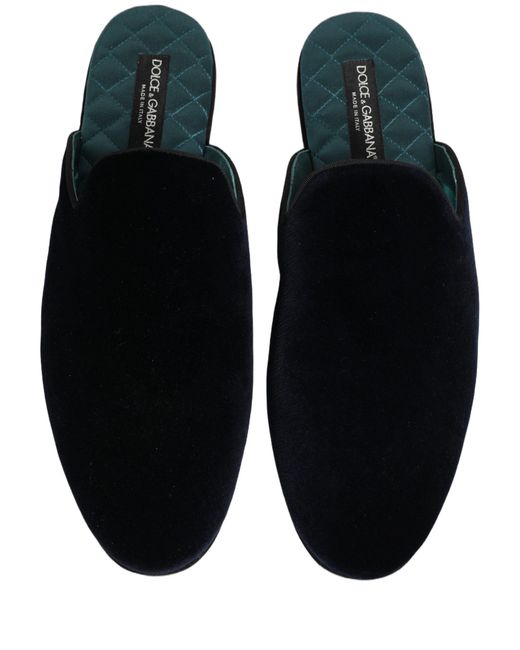 Dolce & Gabbana Black Dark Suede Slides Flat Slipper Shoes Capra (Suede) for men