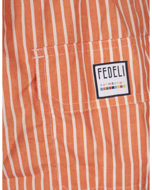 Fedeli White And Striped Swim Shorts for men