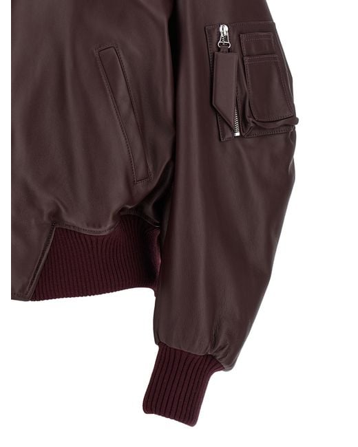 The Attico Brown Lamb Leather Jacket Clothing