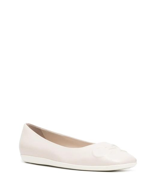 Ferragamo White Ferragamo Gancini Ballerina Shoes