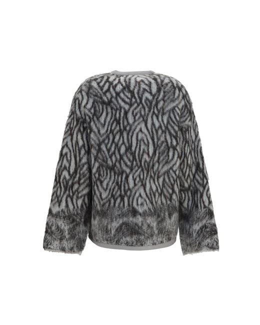 Forte_forte Gray Heron Feather Motif Brushed Cardigan