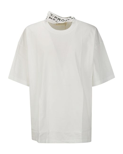 Y. Project White Evergreen Triple Collar T-Shirt for men