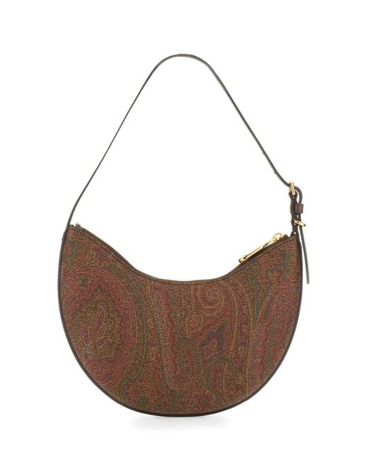 Etro Brown Essential Small Hobo Bag Cotton Shoulder