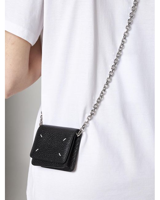 Maison Margiela Black Small Leather Chain Wallet Bag