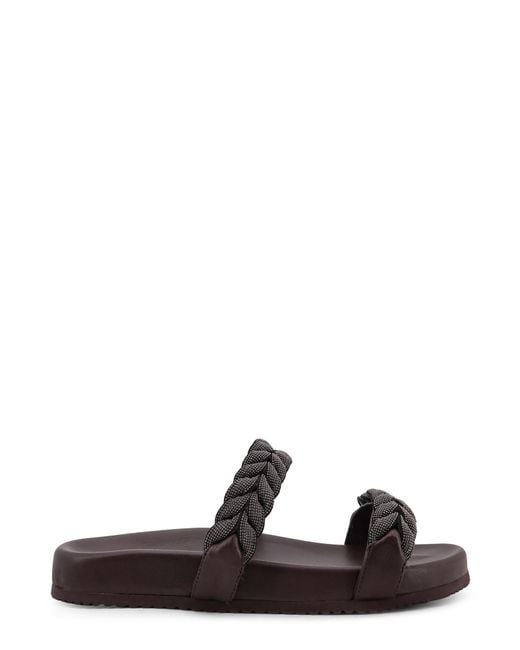 Brunello Cucinelli Multicolor Leather Sandals With Woven Monili Detail