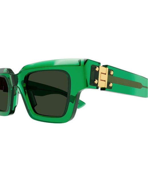 Bottega Veneta Green Square Frame Sunglasses