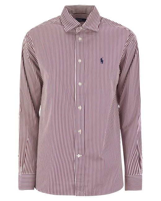 Polo Ralph Lauren Relaxed Striped Cotton Button Down Shirt in Purple Lyst UK