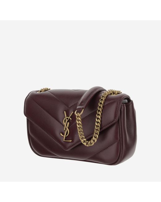 Saint Laurent Purple Shoulder Bag Loulou Mini Lambskin