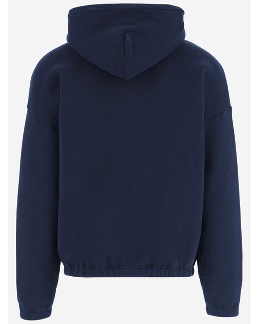 Autry Blue Cotton Zip-Up Hoodie Sweatshirts for men