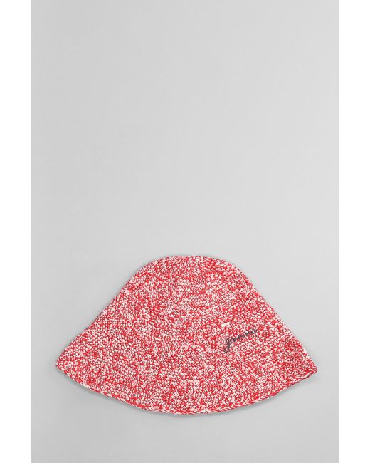 Ganni Hats In Red Cotton