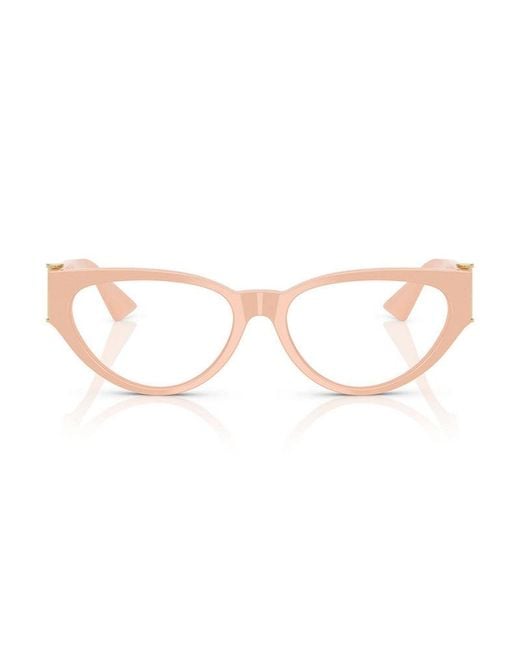 Versace Brown Eyeglasses Cat Eye Full Rim, Nude Frame And Clear Demo Lenses Lens Ve33665494