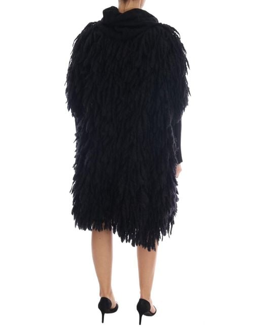 Dolce & Gabbana Black Fringes Wool Pullover Sweater