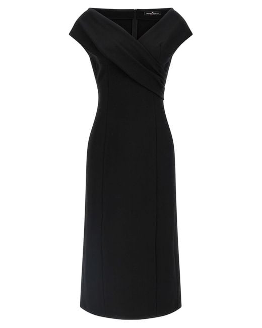 Ermanno Scervino Black Midi Dress With Crossover Front