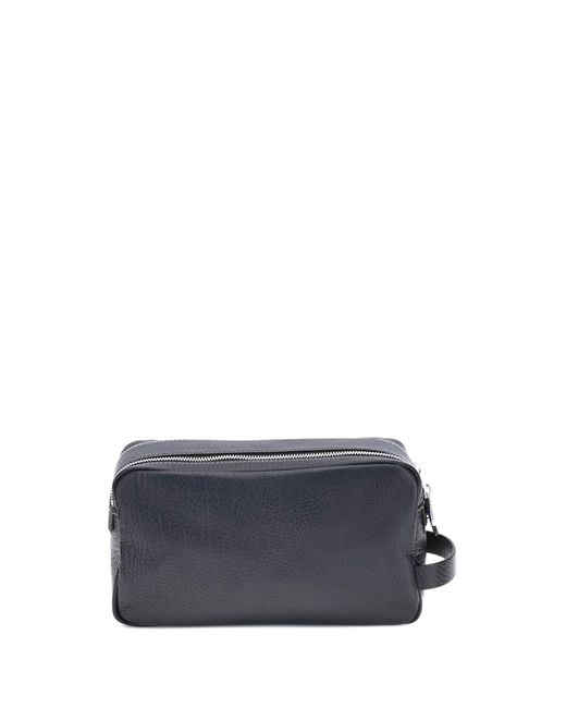 Brunello Cucinelli Blue Pebbled Leather Beauty Case for men