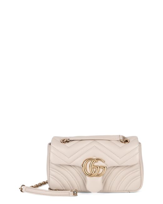 Gucci Natural Shoulder Bag Gg Marmont Matelassé Lamb Skins Handbags