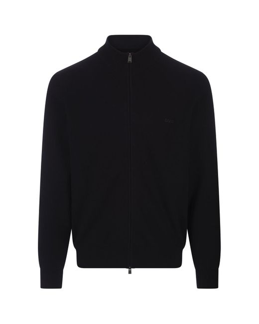 Boss Black Dark Knitted Cardigan With Zip for men