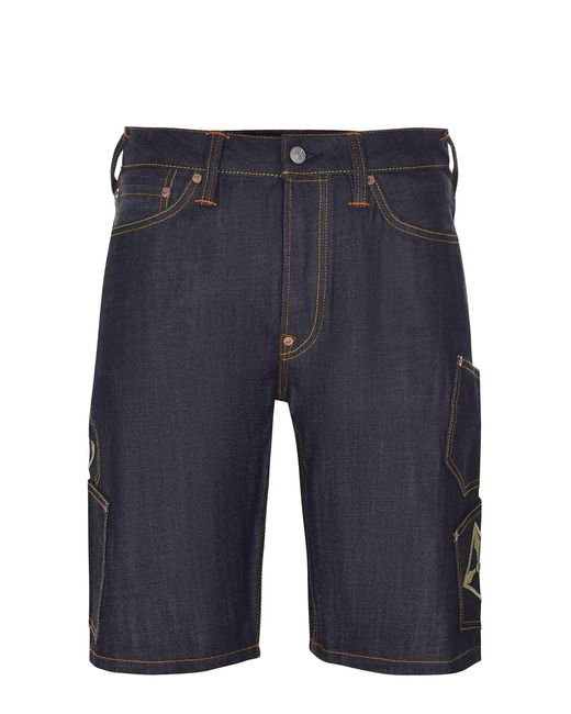 Evisu Blue Bermuda Shorts Made Of Denim for men