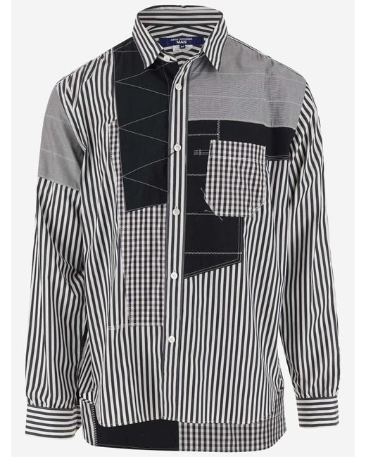 Junya Watanabe Black Cotton Blend Shirt With Patchwork Pattern for men