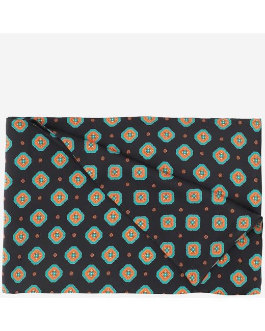 Alberto Biani Blue Floral Pattern Silk Foulard Scarf