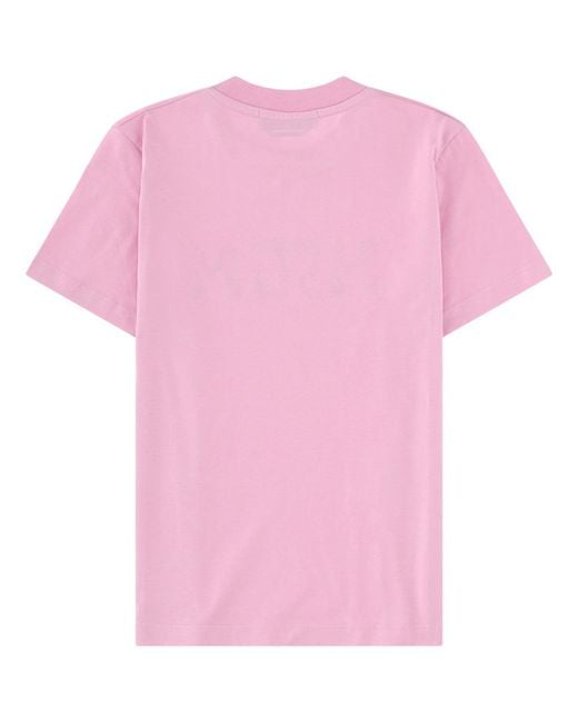 MSGM Pink T-Shirt With Logo Cotton T-Shirts