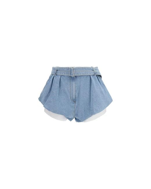 Magda Butrym Blue Cotton Bermuda Shorts