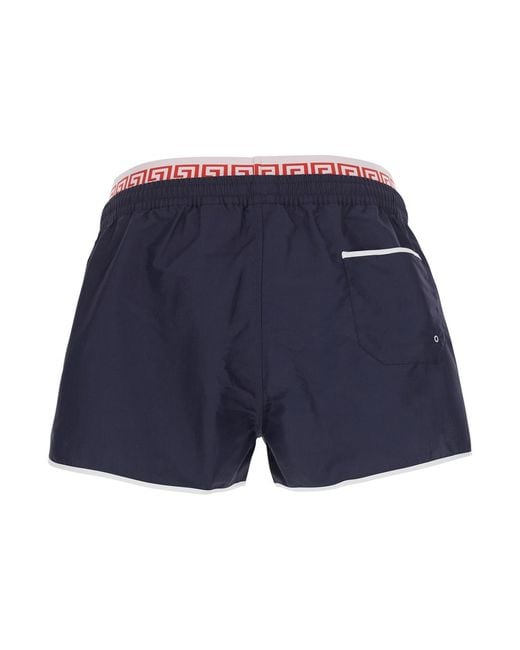 Versace Blue Swim Shorts Polyester Beachwear for men