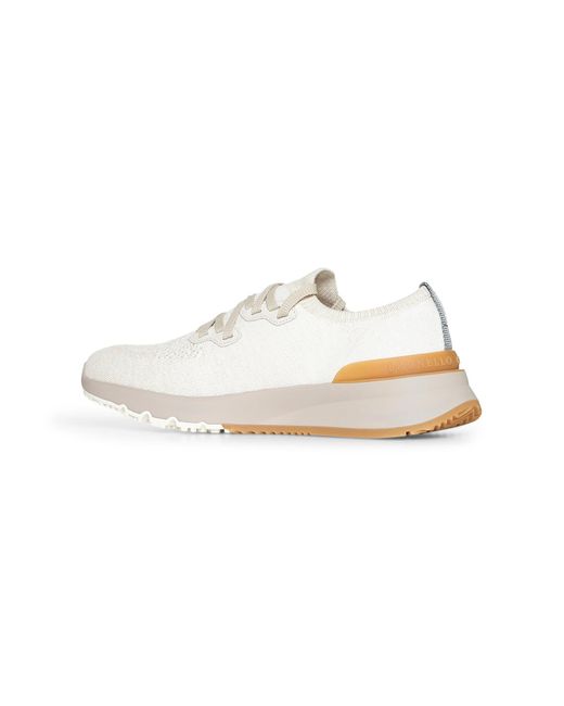 Brunello Cucinelli White Ivory Chiné Knit Runners for men