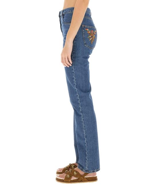Etro Blue Jeans With Logo Embroidery