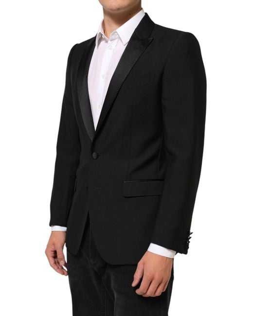Dolce & Gabbana Black Wool Martini 2 Button Suit Blazer Pl+Se+Wv for men