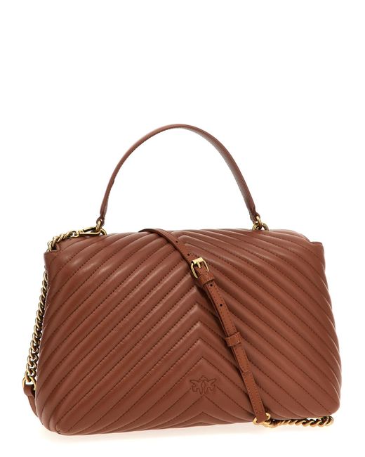 Pinko Brown Big Lady Love Bag Puff Chevron Handbag