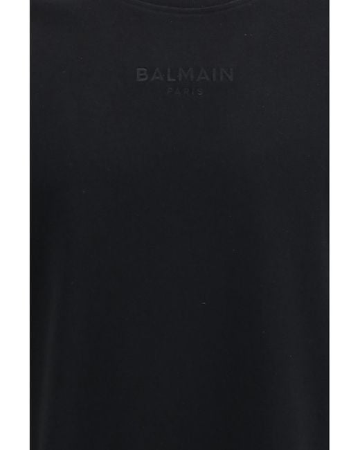 Balmain Black T-Shirt Embroidered Logo for men