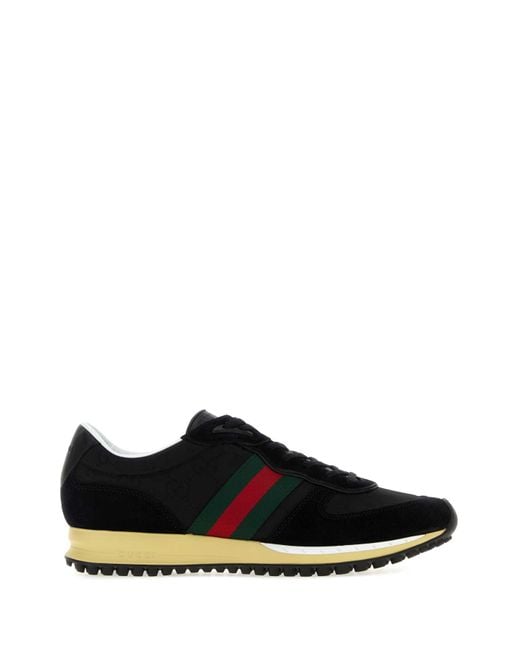 Gucci Black Original Gg Fabric And Suede Re-Motion Sneakers for men