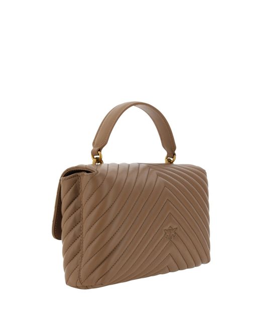 Pinko Brown Elegant Quilted Calfskin Shoulder Bag