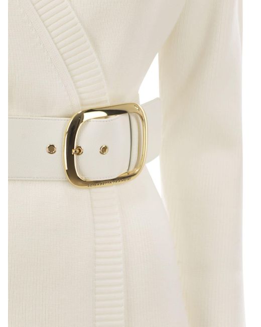Elisabetta Franchi White Viscose Manteau Dress With Maxi Buckle