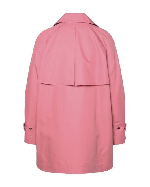 Fay Pink Cotton Trench Coat With Hook