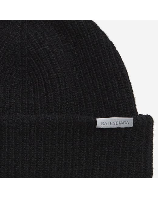 Balenciaga Black Wool Beanie Hat for men