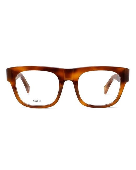 Céline Brown Eyeglasses Square Full Rim, Light Havana Frame And Clear Demo Lenses Lens Cl50033I053 for men