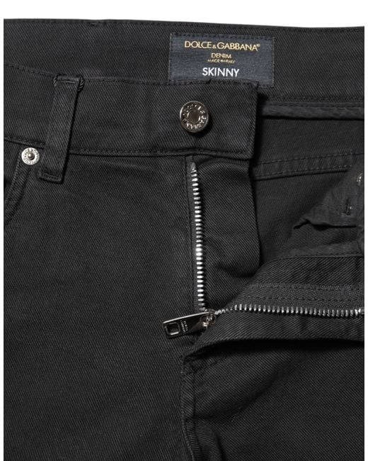 Dolce & Gabbana Black Ripped Stripe Slim Jeans for men